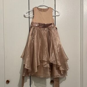 Elegant Tan and Gold Sleeveless Dress